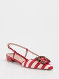 Konstantin Starke – Slingpumps aus Textil Rot-Weiß