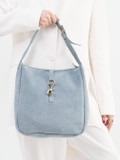 Marlon Firenze – Schultertasche aus Kalbleder taubenblau