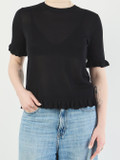 FLONA – Strickshirt aus Strick schwarz Rüschen