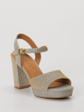 Di Lauro – Plateau-Sandalette aus Metallic Silber