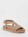 Gabor – Sandale aus Veloursleder Beige Glitzerband