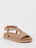 Gabor – Sandale aus Veloursleder Beige Glitzerband