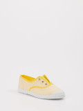 CIENTA – Slipper aus Textil gelb kariert