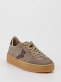 Voile Blanche – Sneaker aus Velour/Textil Taupe