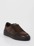 Santoni - Sneaker aus Velour/Leder in braun