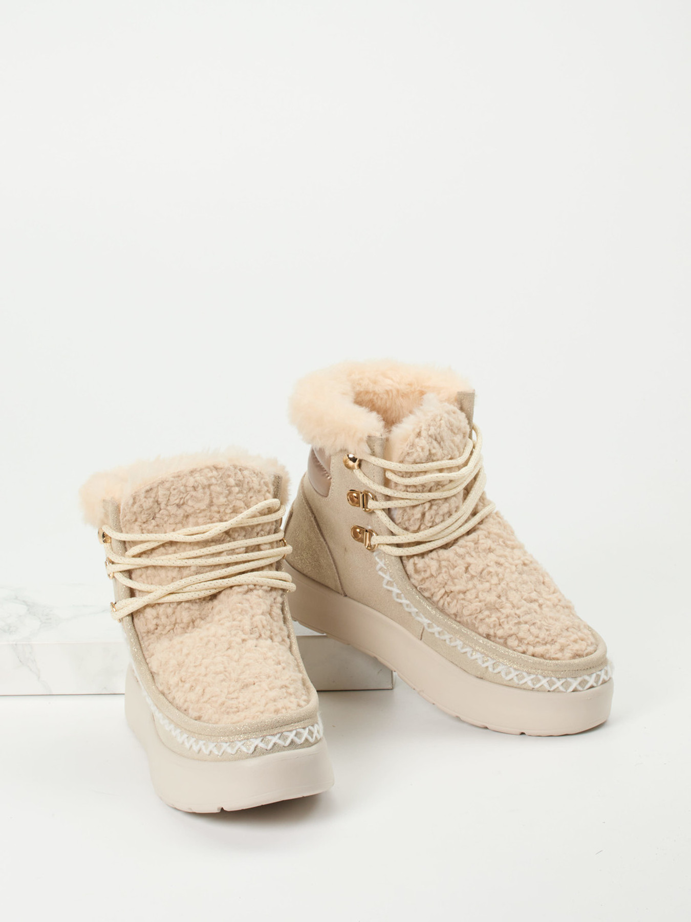 Schnürstiefelette beige 1805399000104