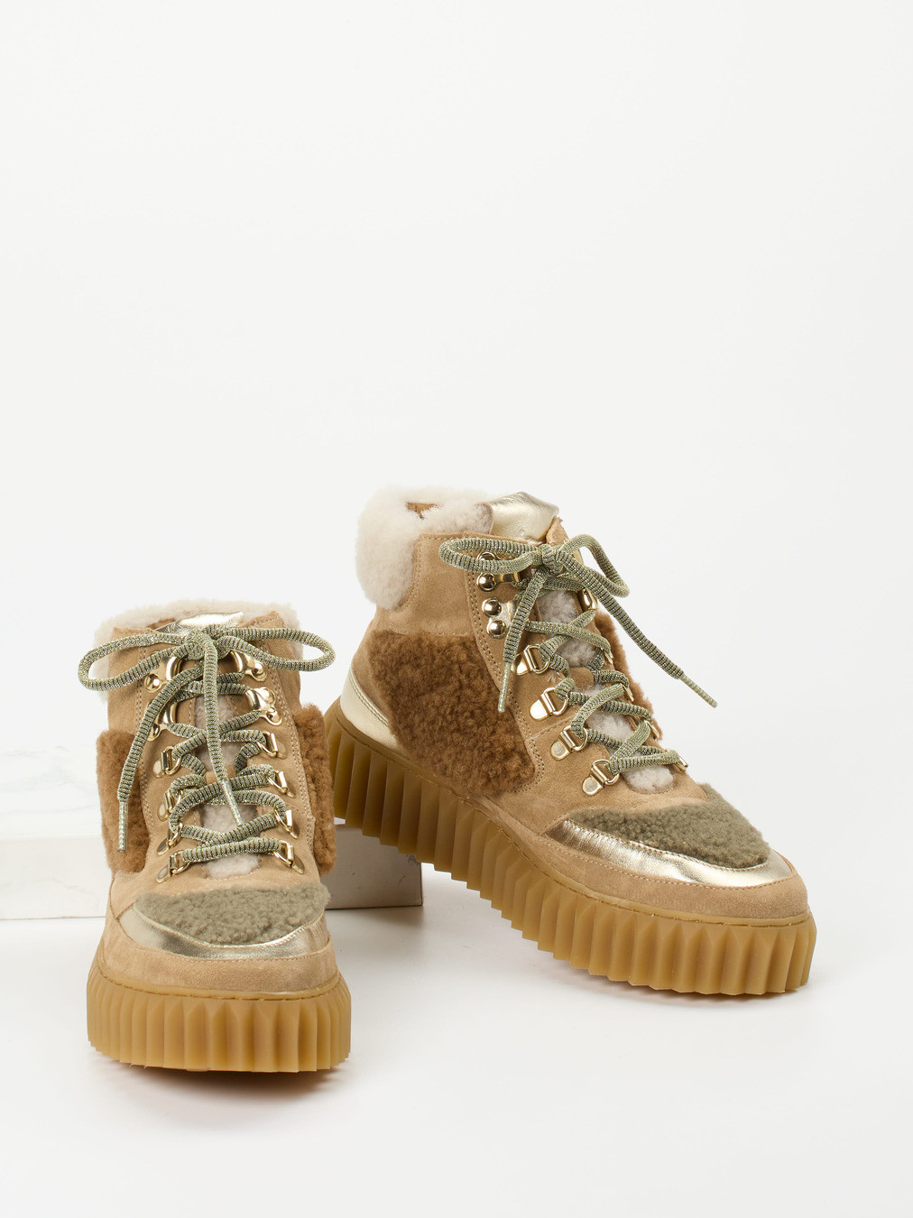 Schnürstiefelette beige 1705369000104