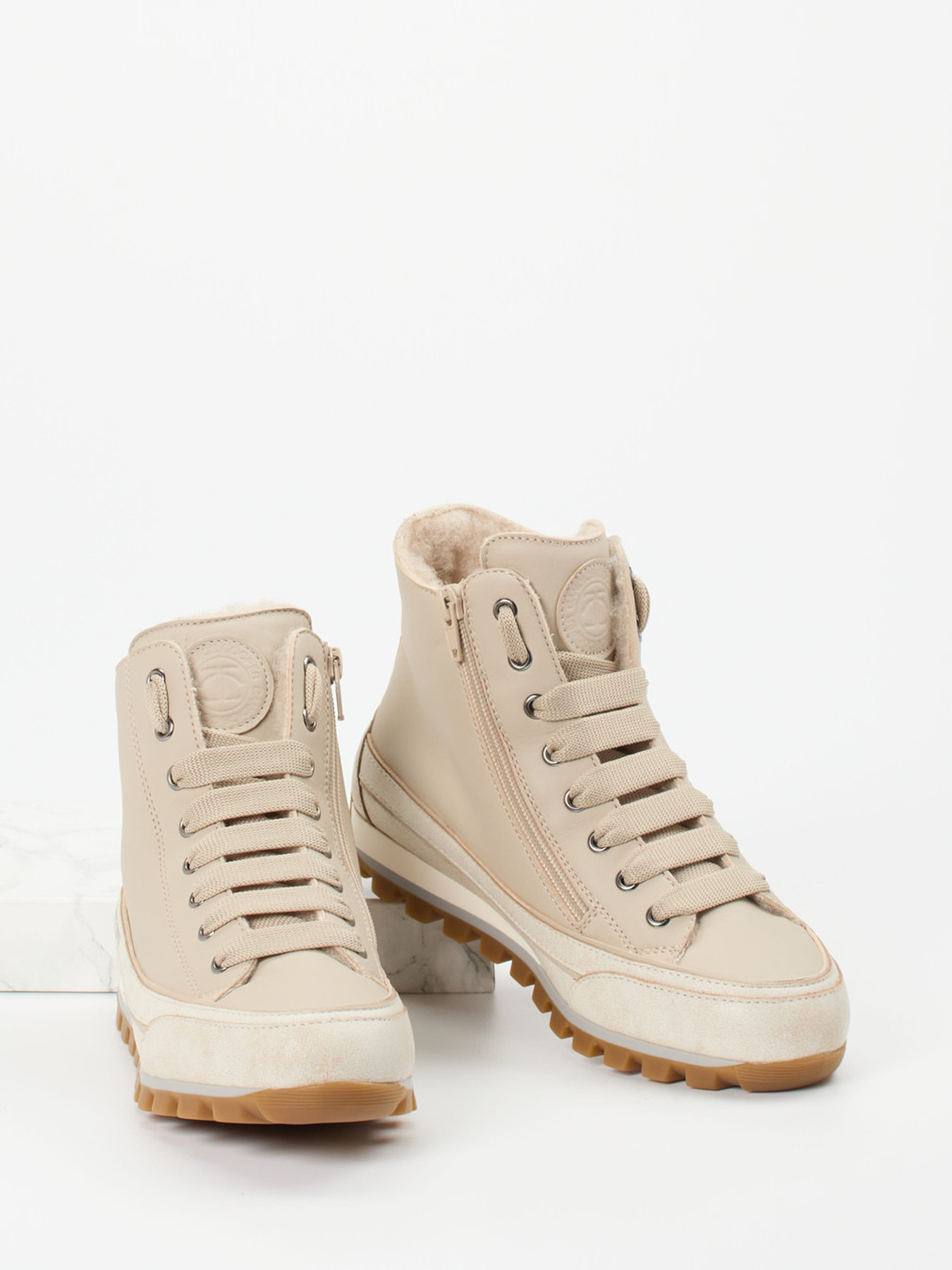 Schnürstiefelette beige 1803399000304