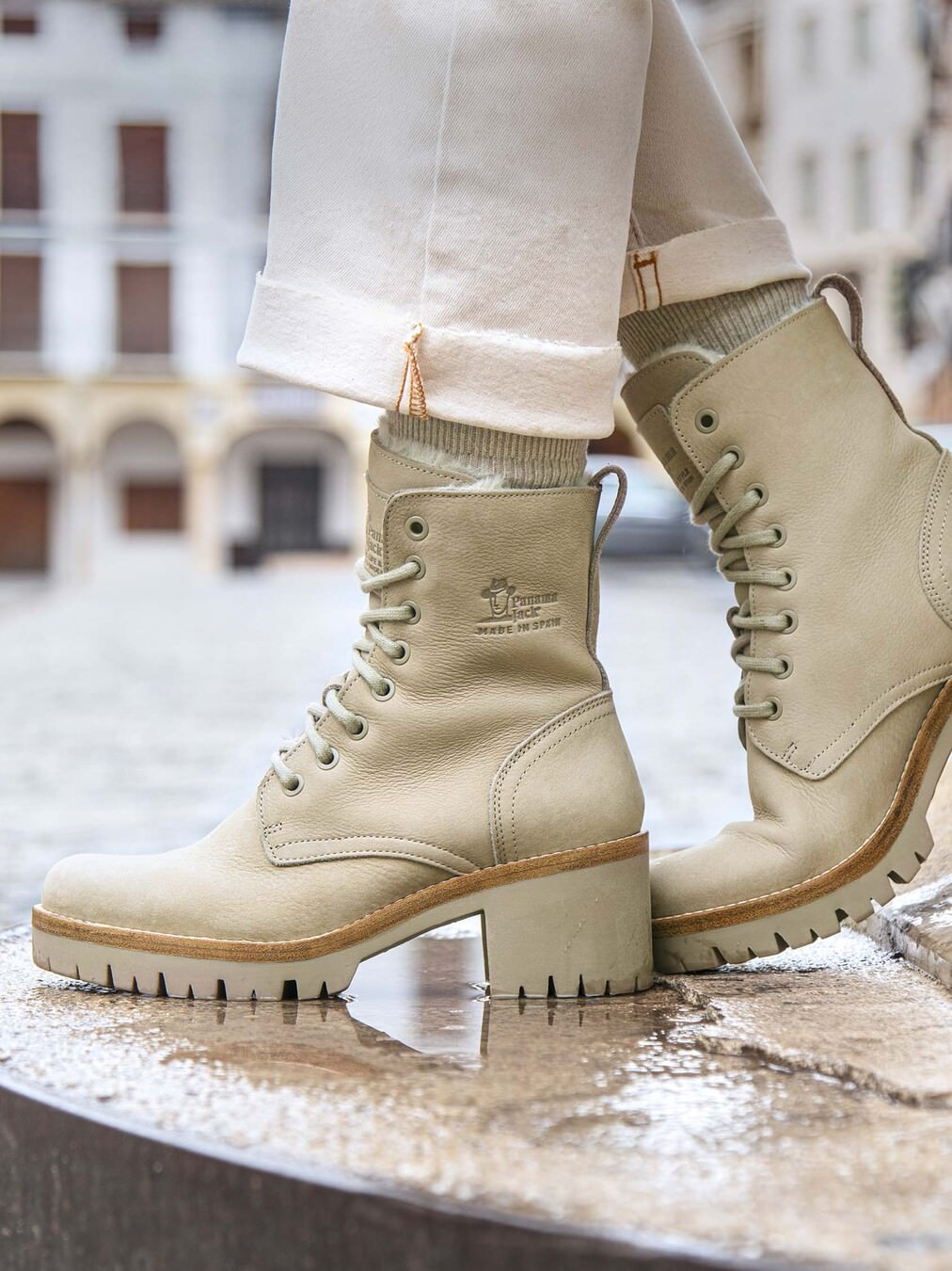 Schnürstiefelette beige 1827349000102