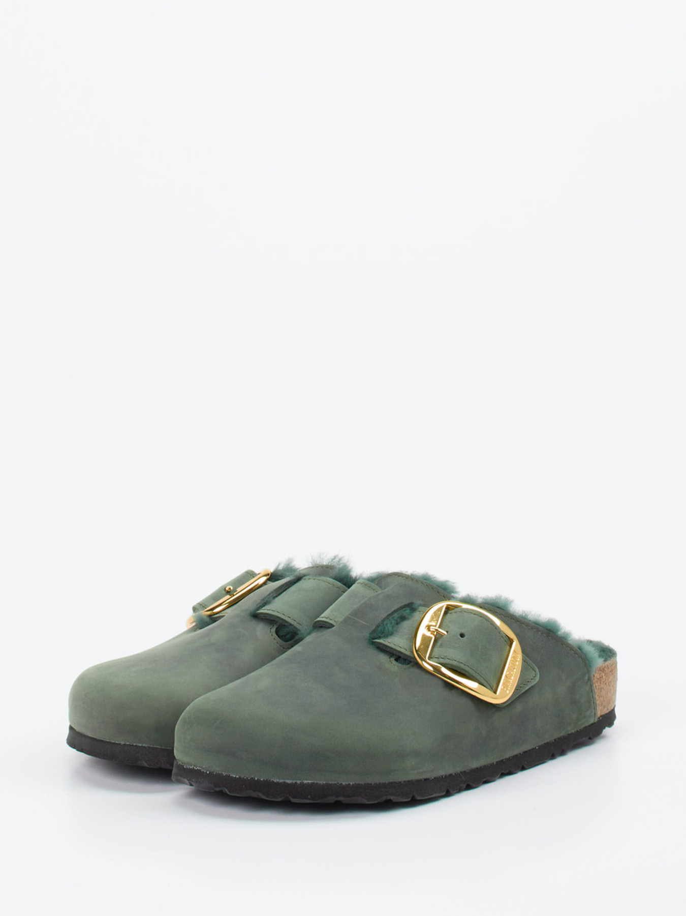 Pantolette Boston Big Buckle Shearling grün 2111659000302