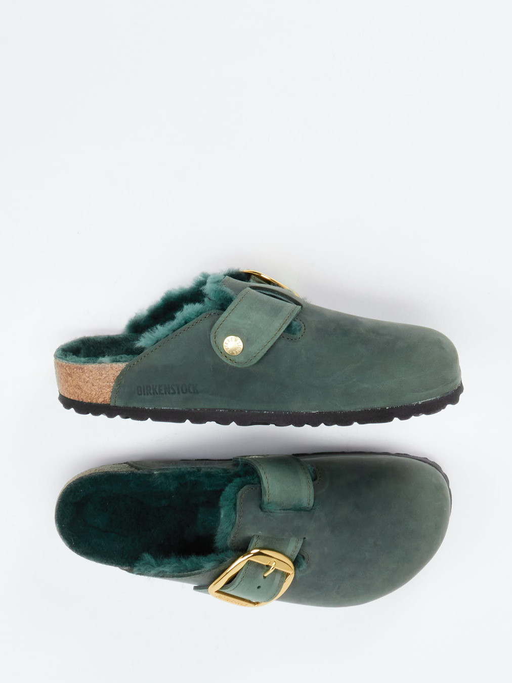 Pantolette Boston Big Buckle Shearling grün 2111659000304