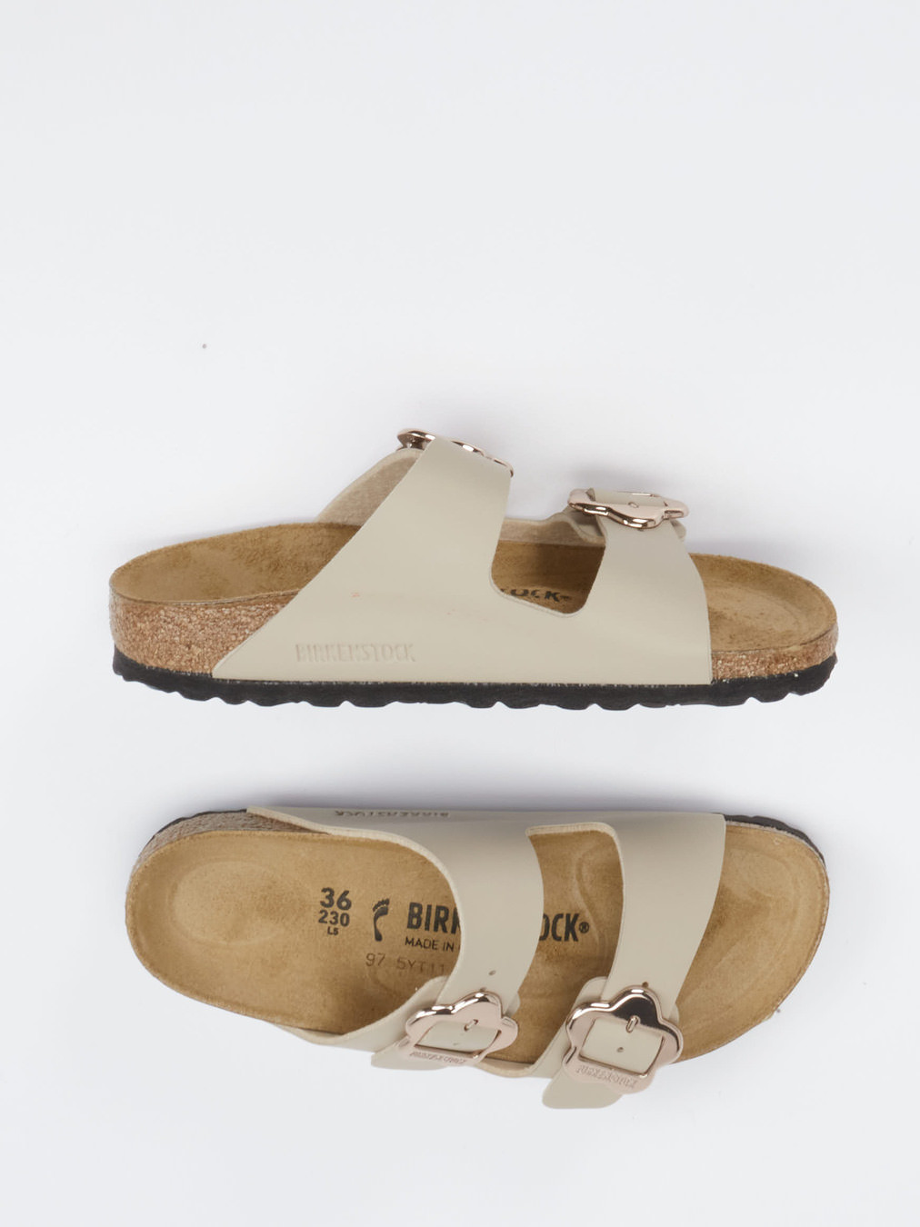 Pantolette Arizona Flowerbuckle beige 6110359000104