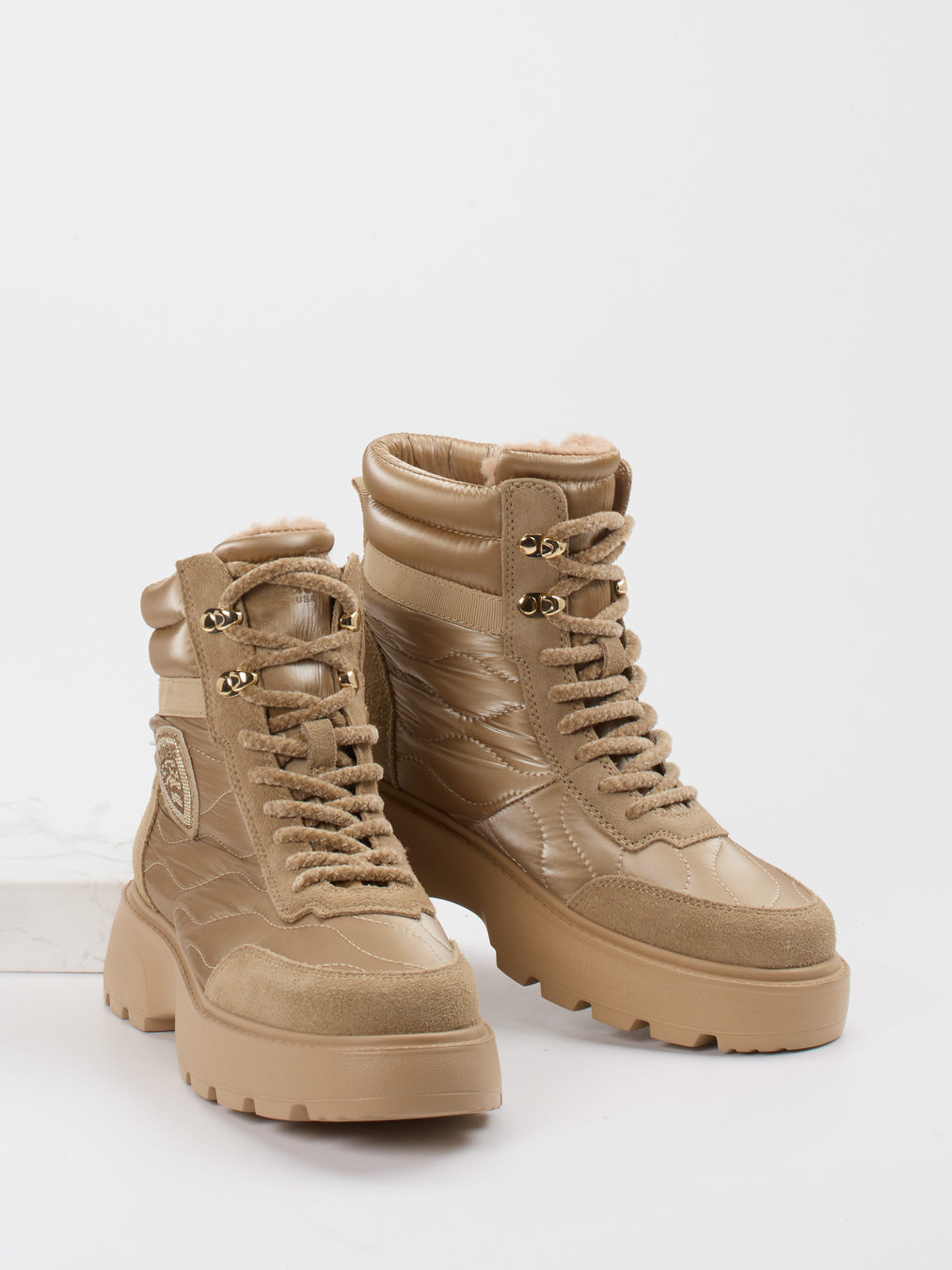 Schnürstiefelette beige 1805359000404