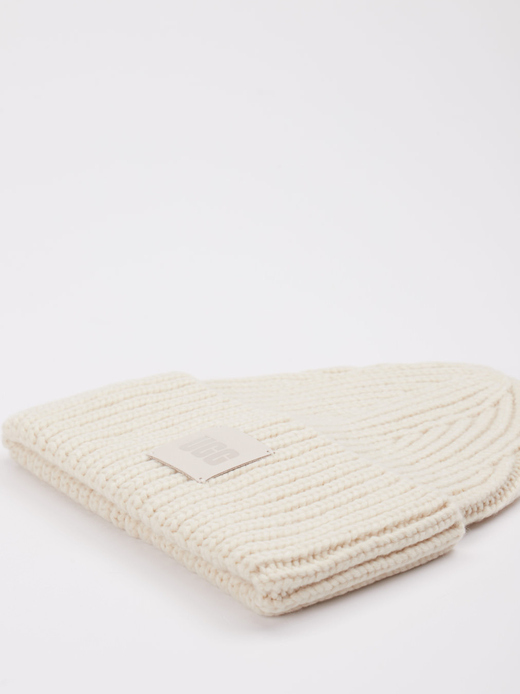 Damen Breit Gerippte Beanie weiß 9360739000101