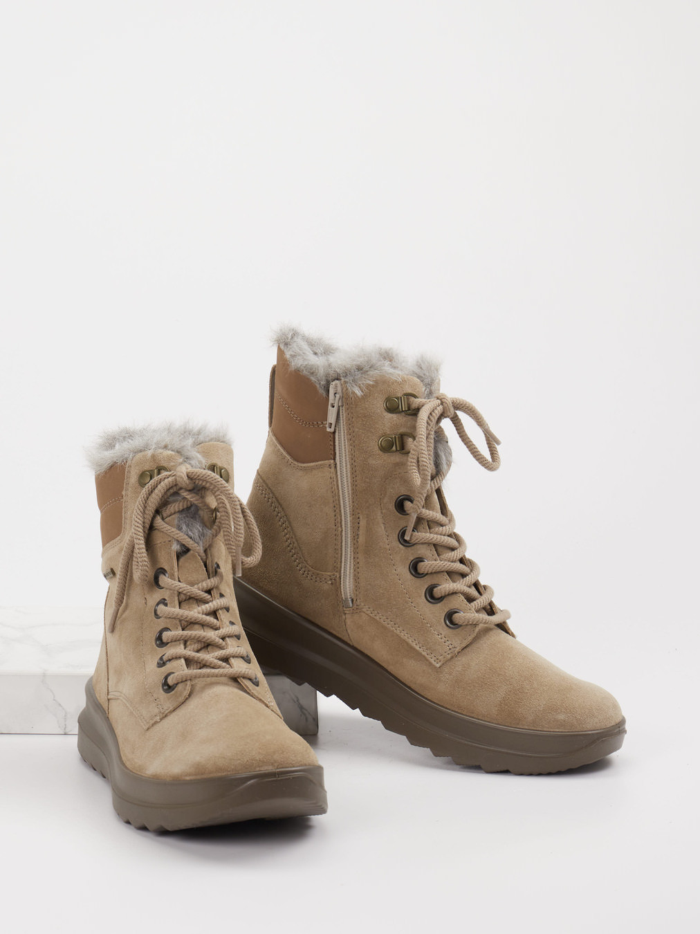 Schnürstiefelette beige 1801359000304