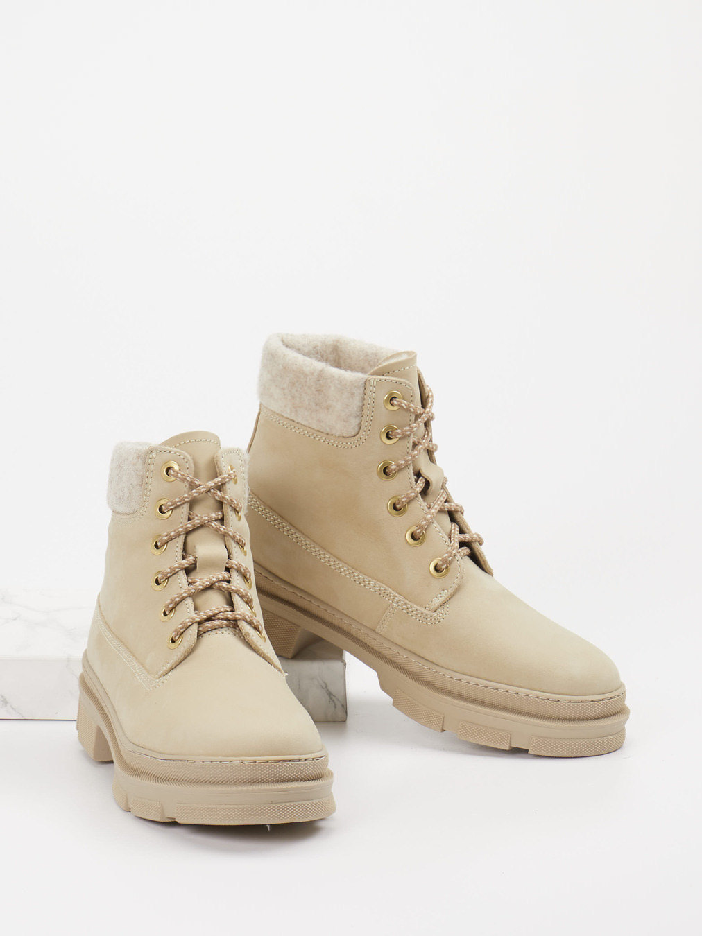 Schnürstiefelette beige 1803399000404