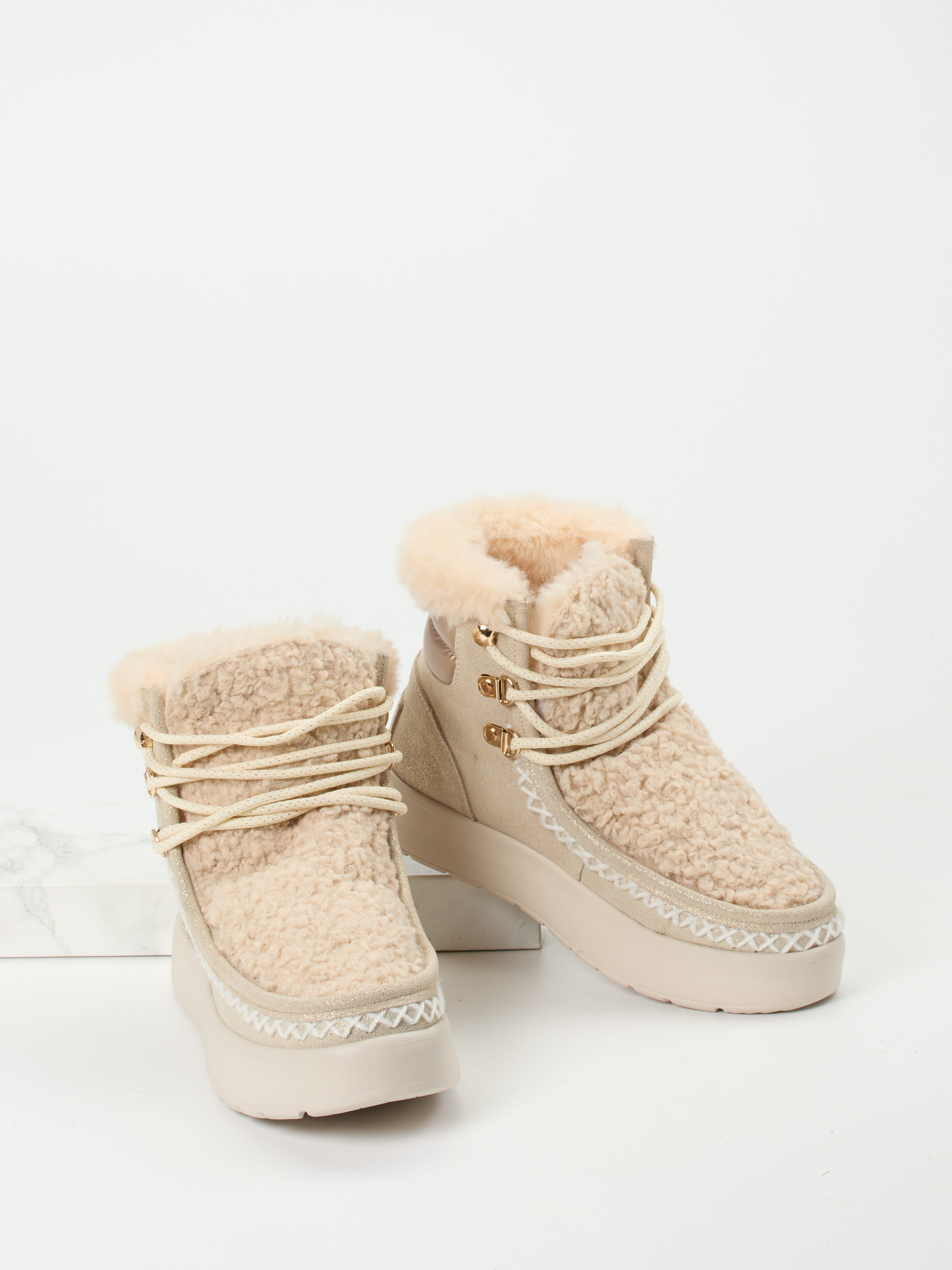 Schnürstiefelette beige 1805399000104