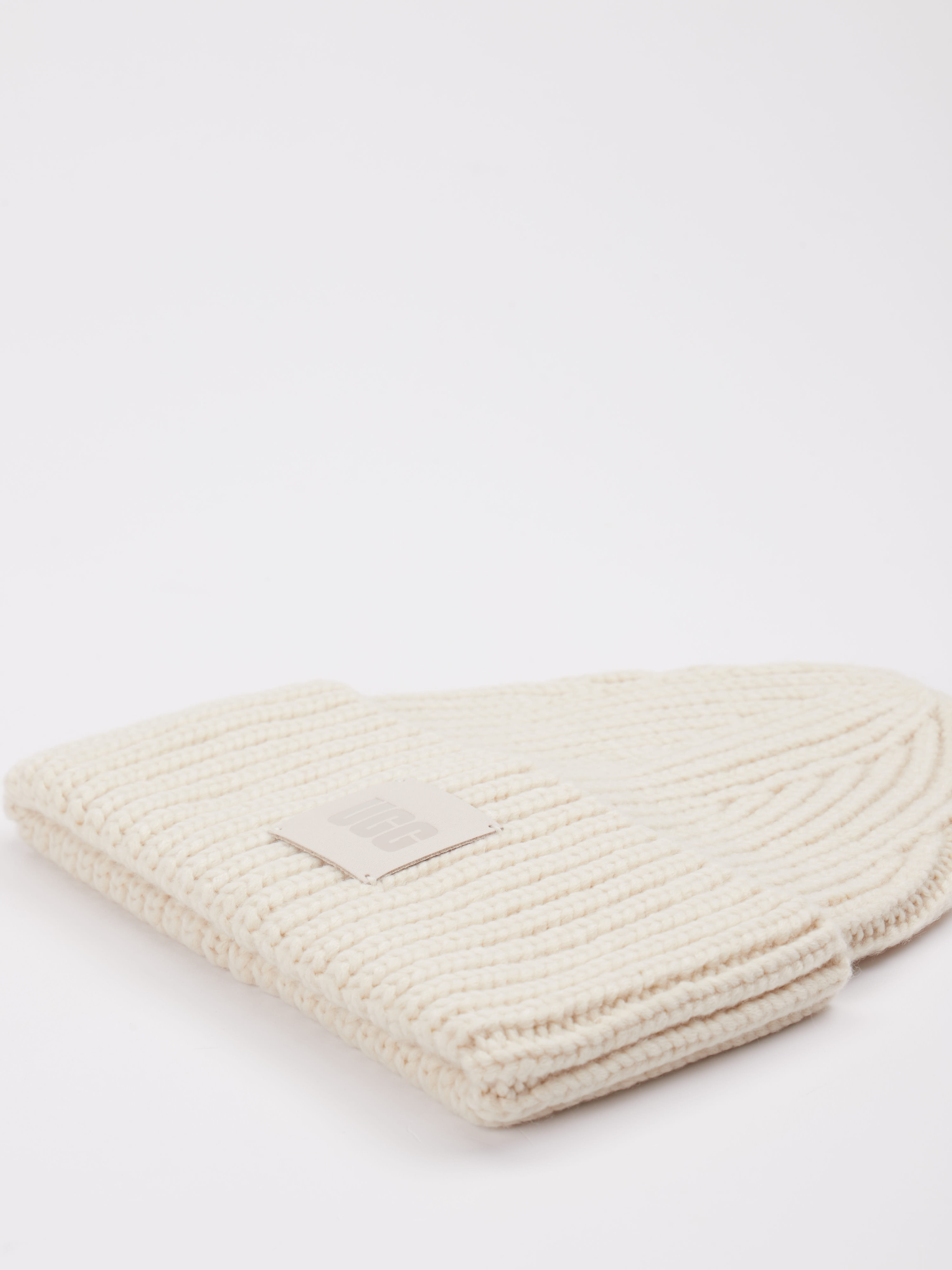 Damen Breit Gerippte Beanie weiß 9360739000101