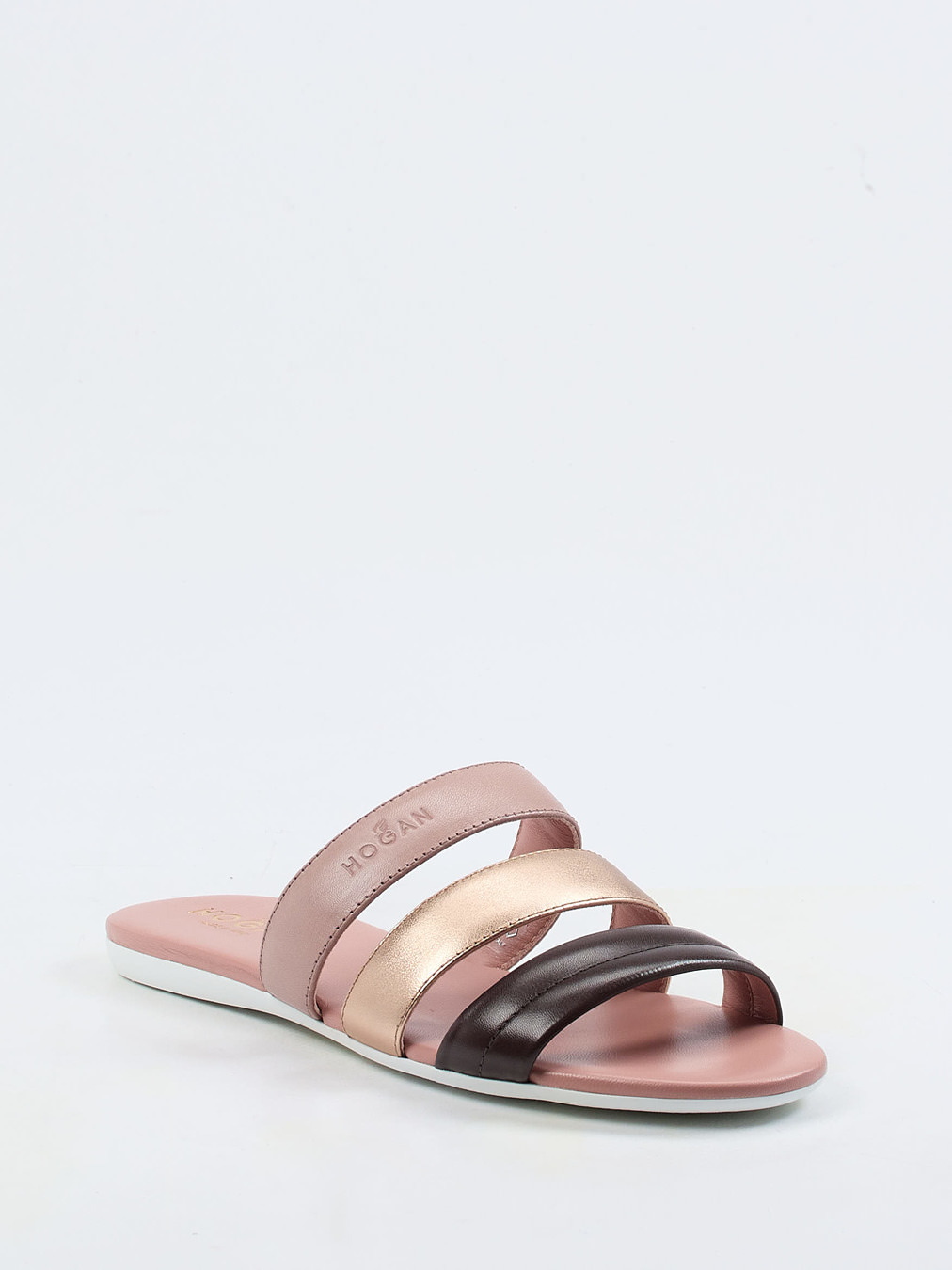 Hogan – Slides aus Kalbleder mit Metallic-Finish
