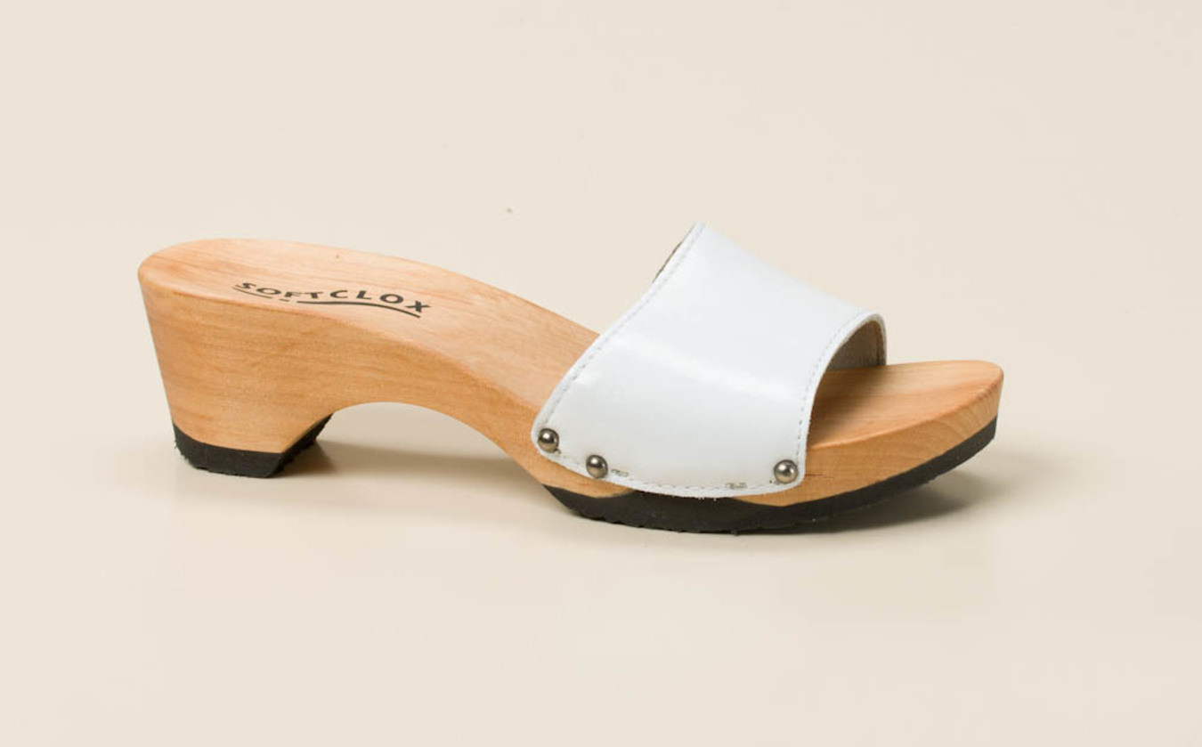 Softclox – Clog-Sandale aus Lackleder Weiß