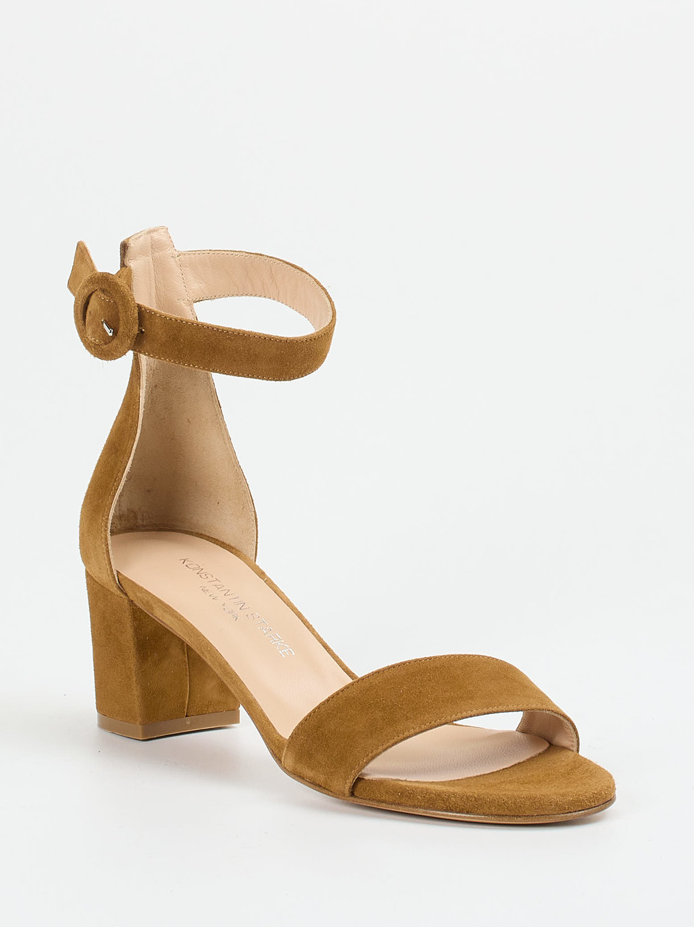 Konstantin Starke – Sandalette aus Veloursleder cognac