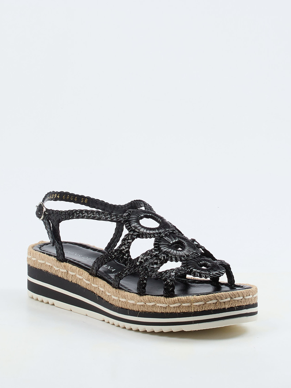 Pons Quintana – Plateau-Sandalen aus Flechtleder schwarz