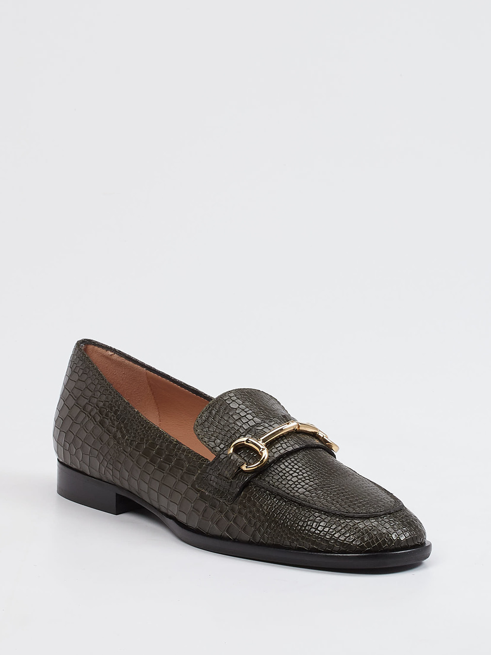 Andrea Puccini – Loafer aus geprägtem Leder olivgrau