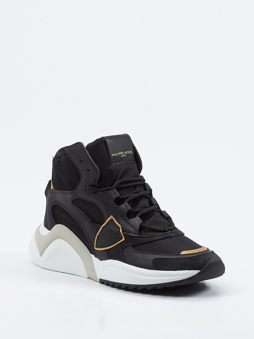 Philippe Model – High-Top Sneaker aus Veloursleder schwarz