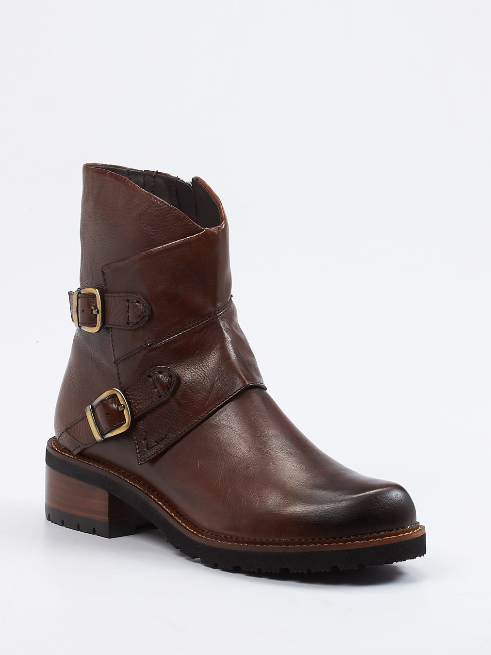 Everybody – Biker-Stiefelette aus Kalbleder Dunkelbraun