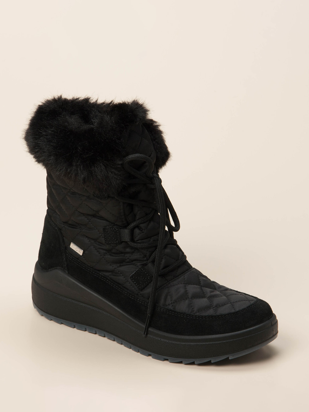 Vista – Winterstiefel aus Textil und Kunstfell schwarz