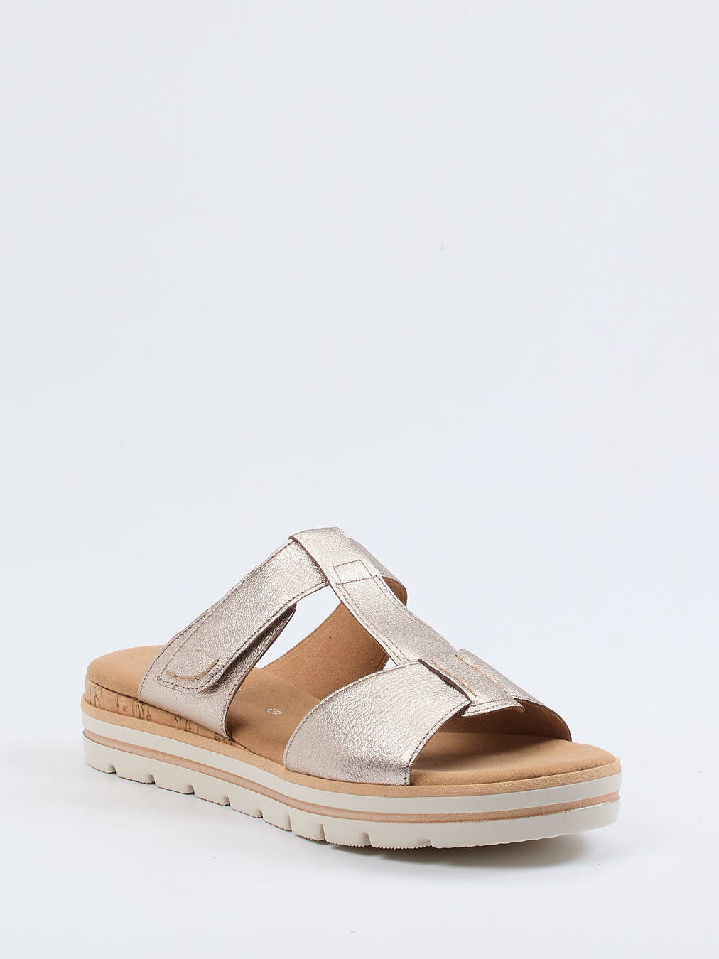 Gabor Comfort – Komfort-Pantolette aus Metallicleder Champagner