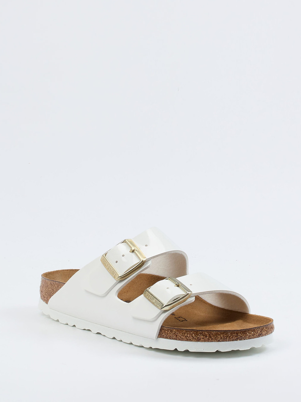 Birkenstock – Zweiriemer-Pantolette aus Lackleder Weiß