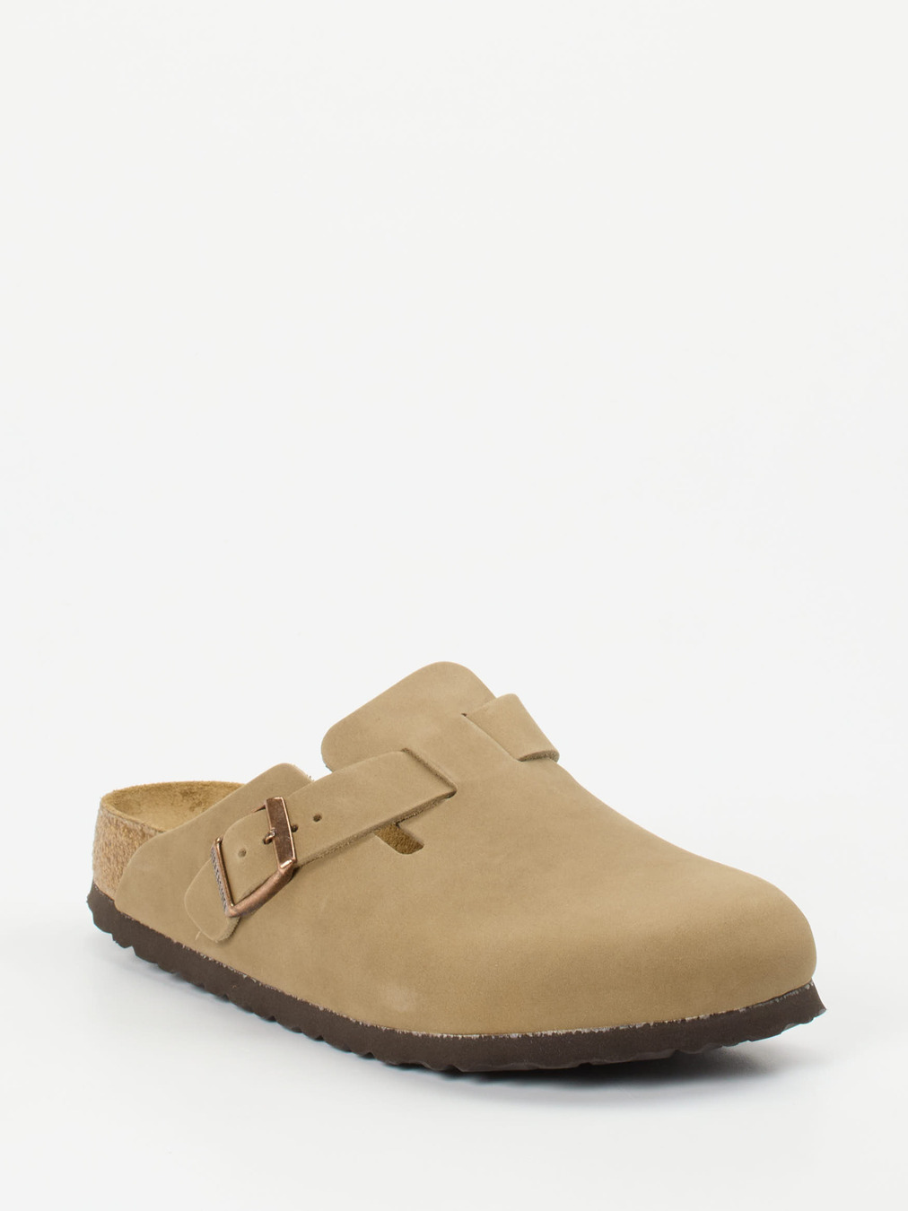 Birkenstock – Clogs aus Nubukleder in Sandbeige