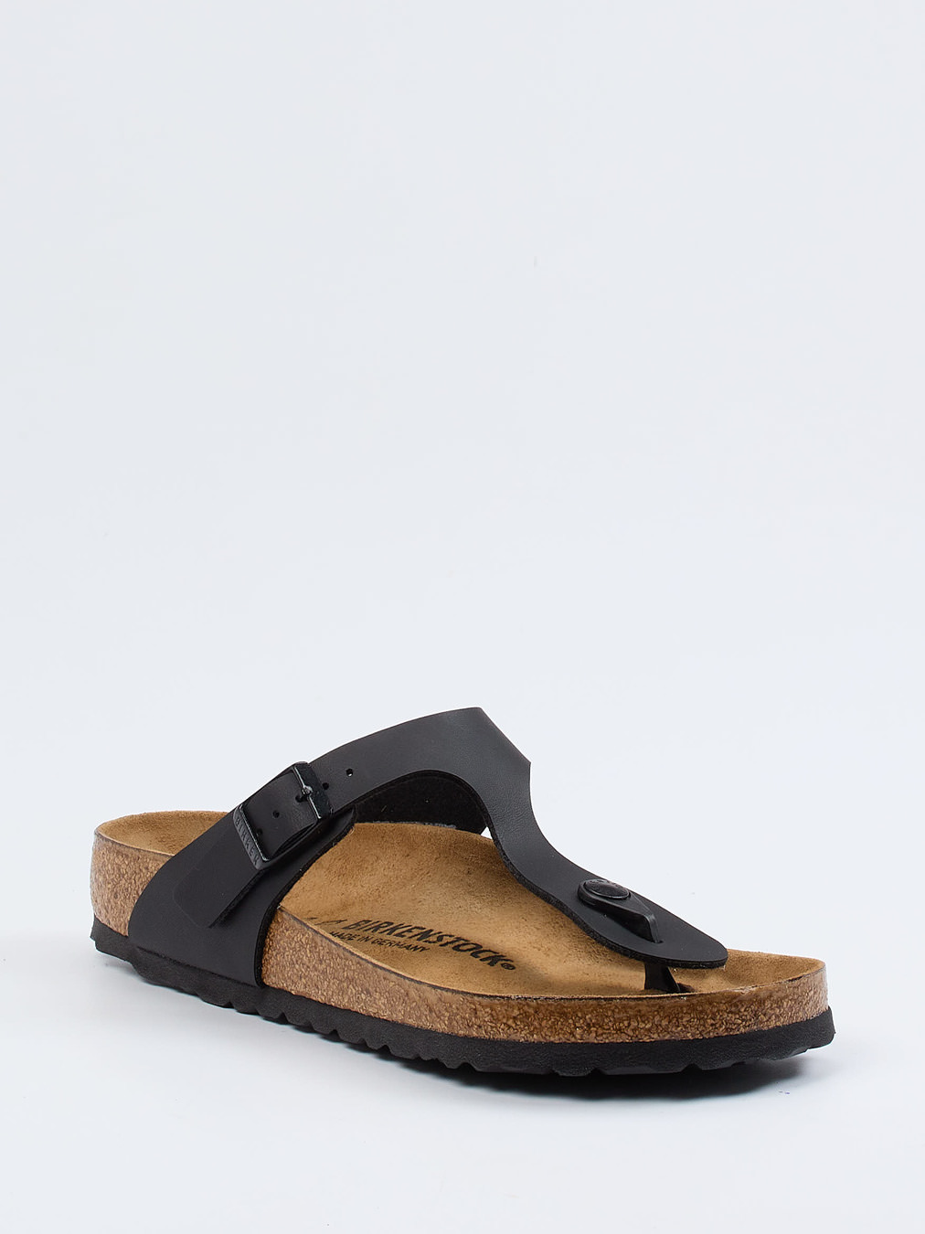 Birkenstock – Zehentrenner aus Birkoflor in Schwarz