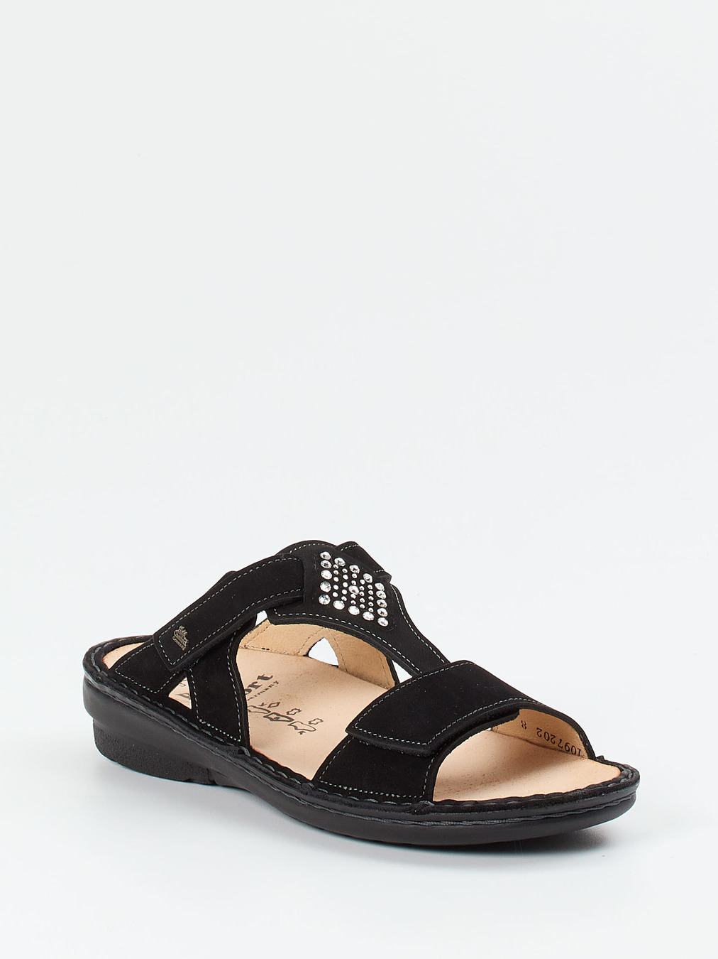 Finn Comfort – Pantolette aus Nubukleder Schwarz