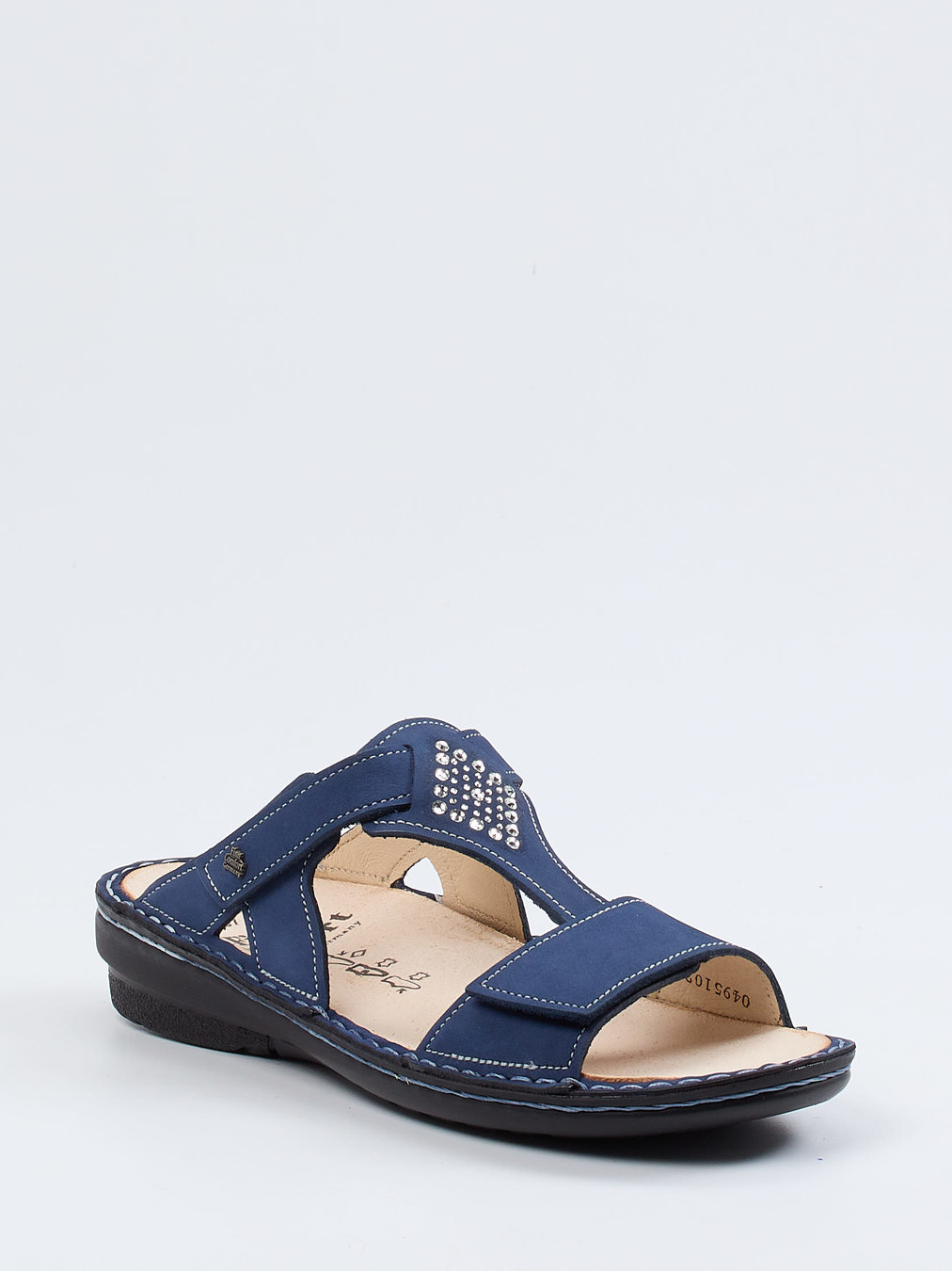 Finn Comfort – Pantolette aus Nubukleder in Blau