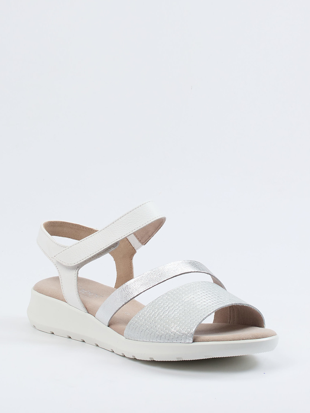 Gabor Comfort – Komfort-Sandale aus Metallicleder silber