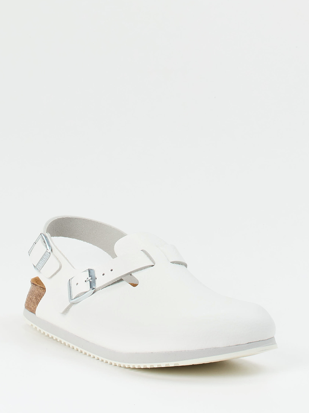 Birkenstock – Clogs aus Kalbleder weiß