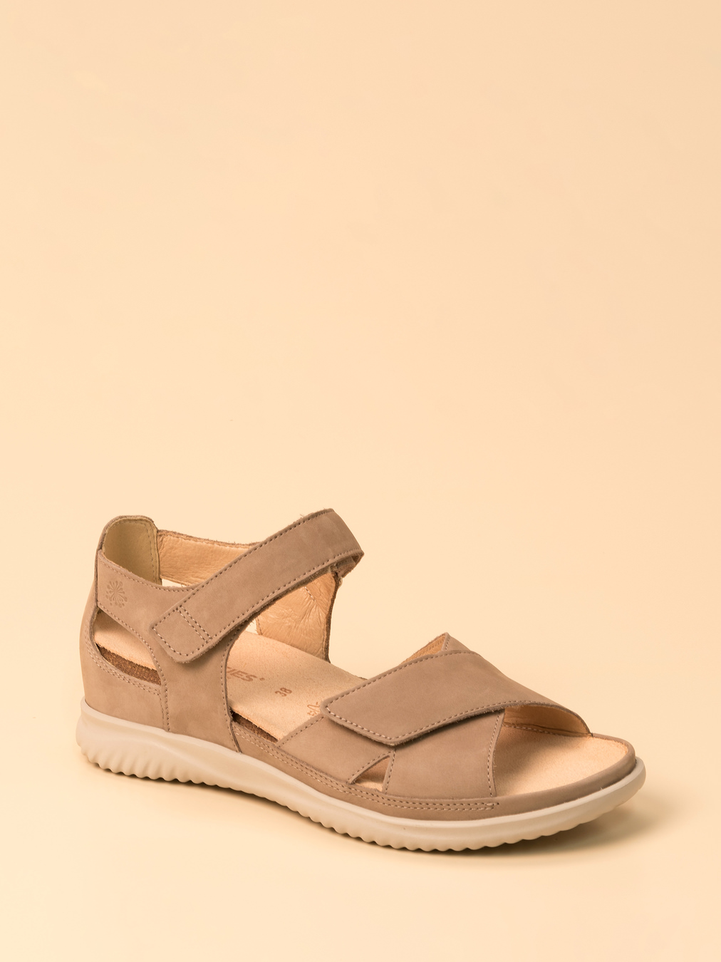 Hartjes – Komfortsandale aus Nubukleder beigegrau