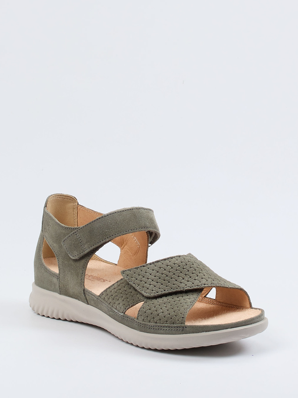 Hartjes – Komfortsandalen aus Veloursleder olivgrau