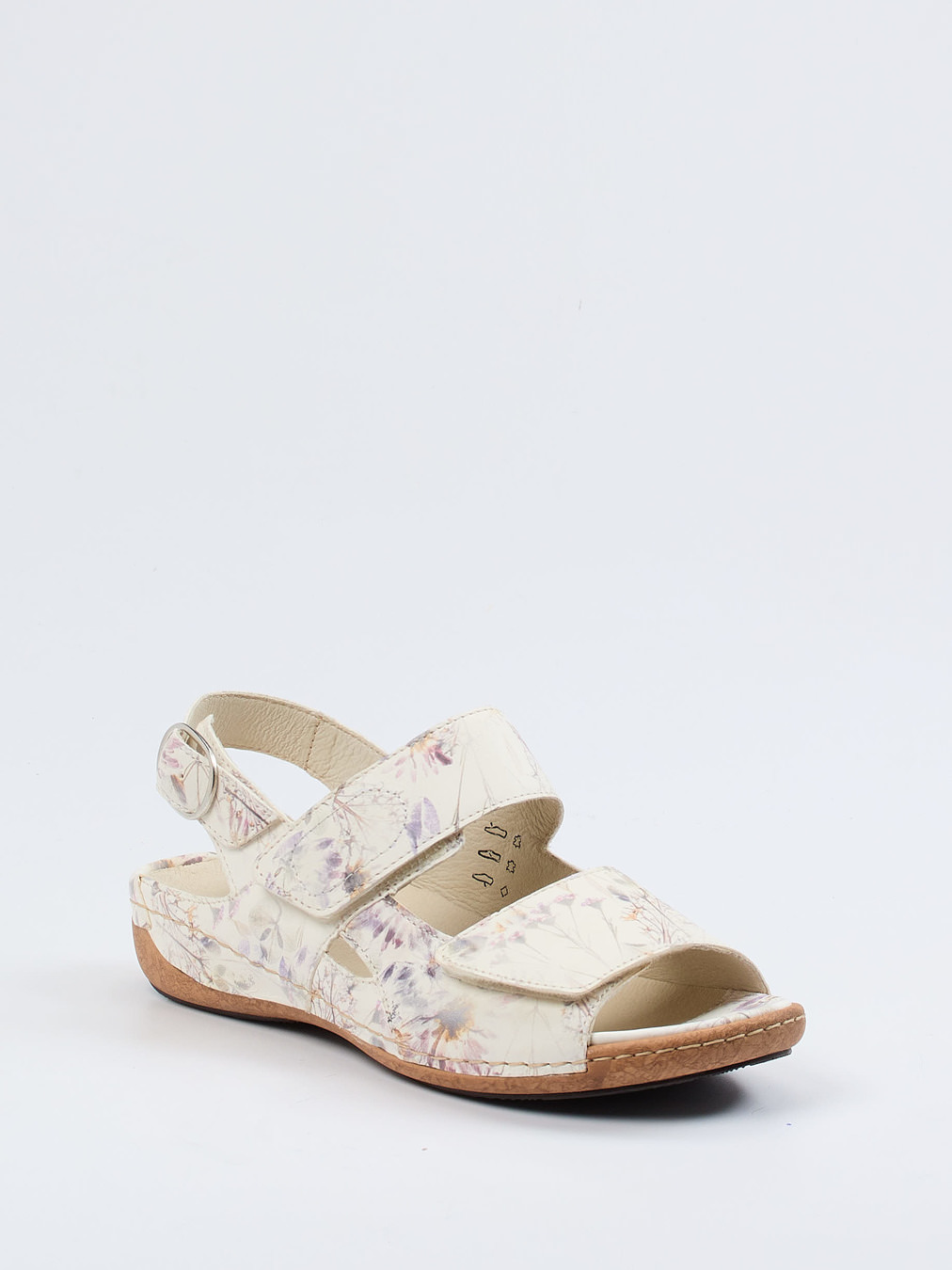 Waldläufer – Komfortsandale aus geprägtem Leder floral