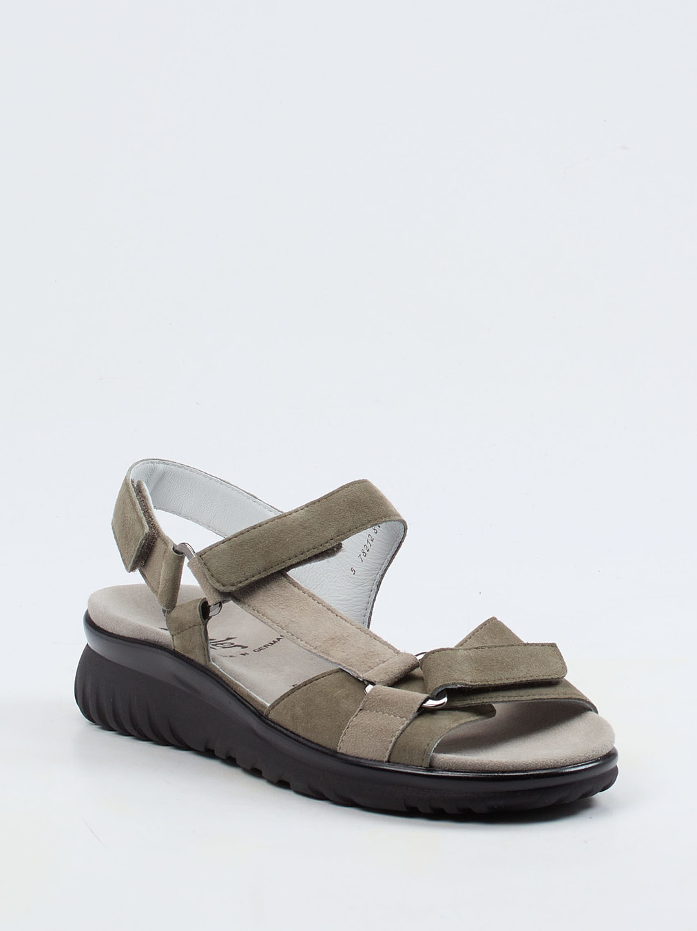 Semler – Komfortsandalen aus Veloursleder olivgrau