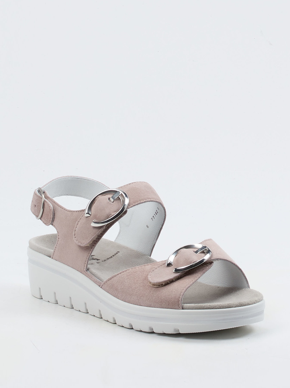 Semler – Sandalen aus Veloursleder in Rosébeige