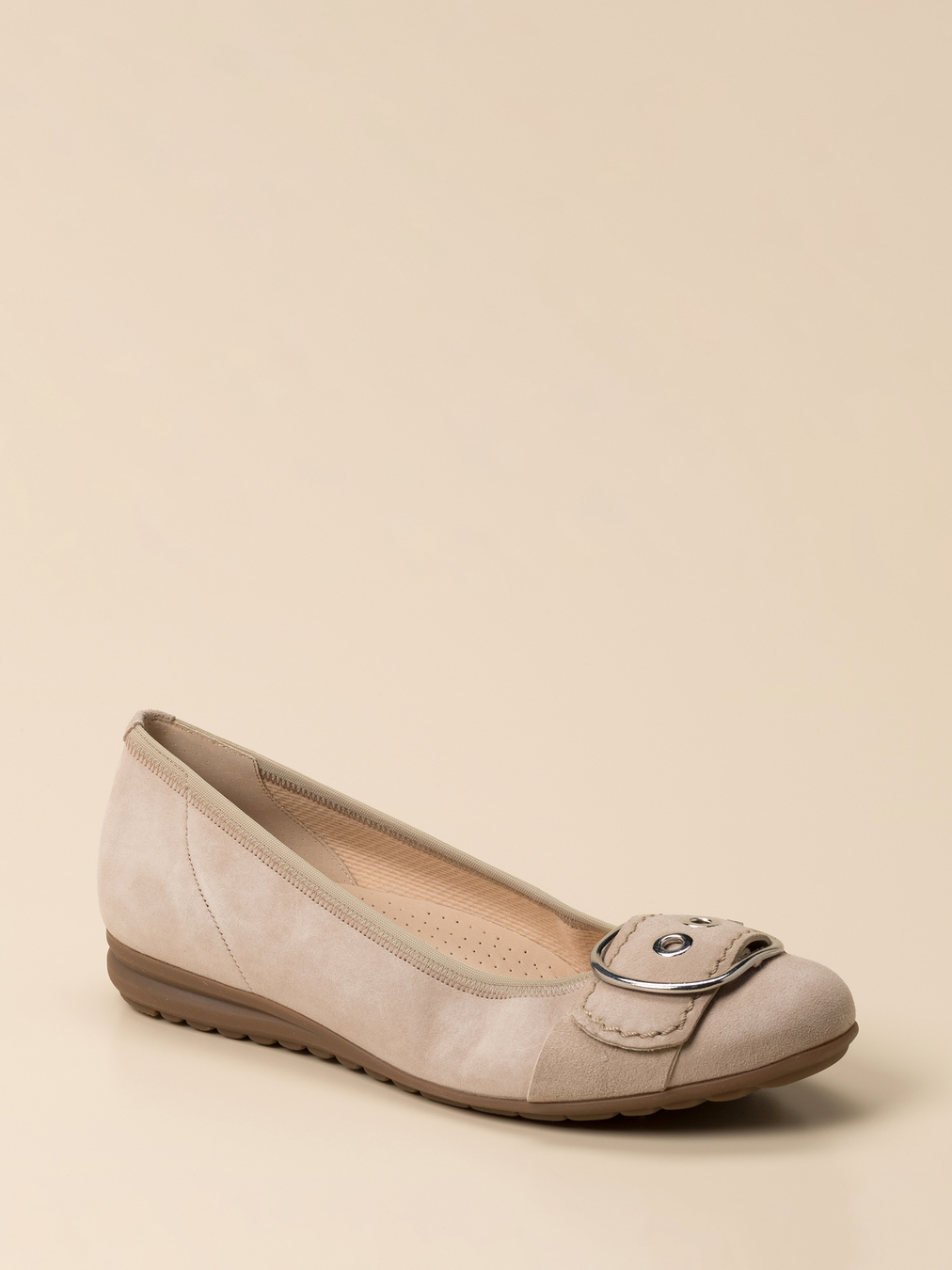 Gabor Comfort – Ballerinas aus Veloursleder beige