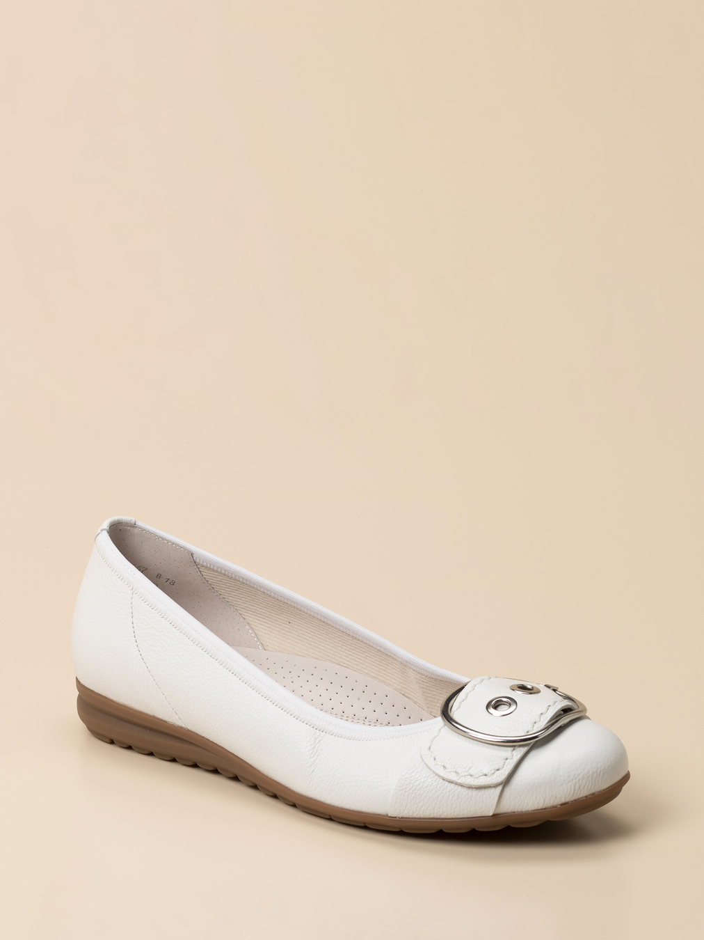 Gabor Comfort – Ballerina aus Kalbleder weiß