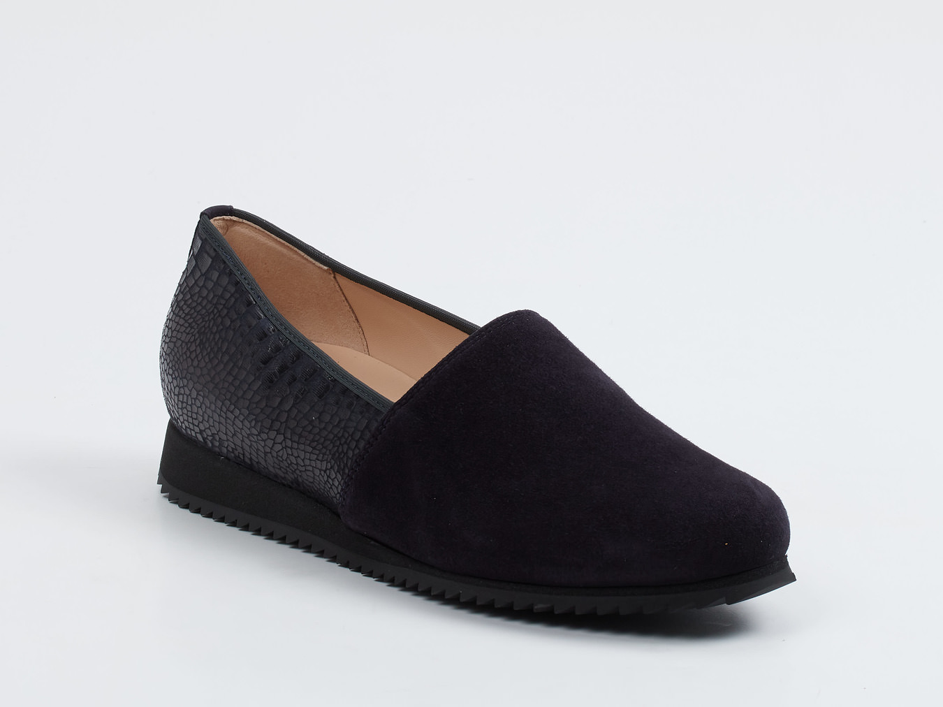 Hassia – Komfort-Slipper aus Veloursleder Dunkelblau