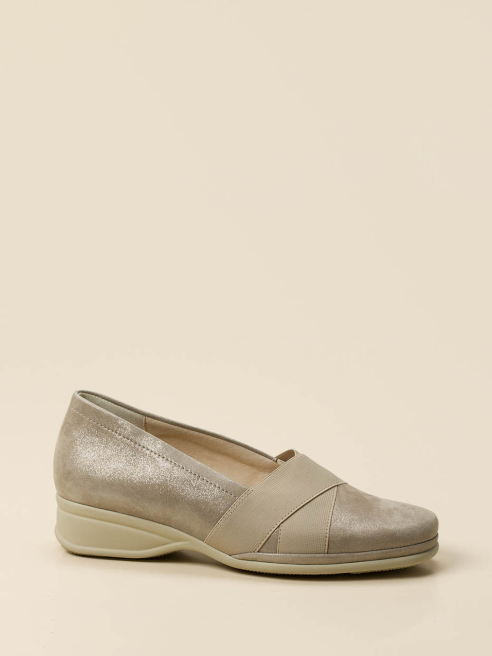 Semler – Komfort-Slipper aus Metallicleder Beige