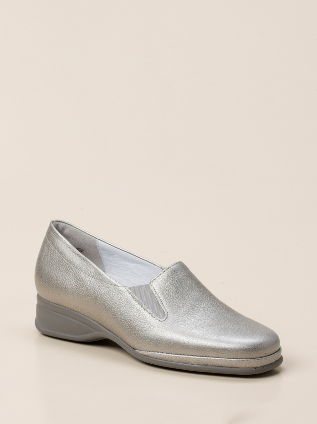 Semler – Komfort-Slipper aus Metallicleder silber