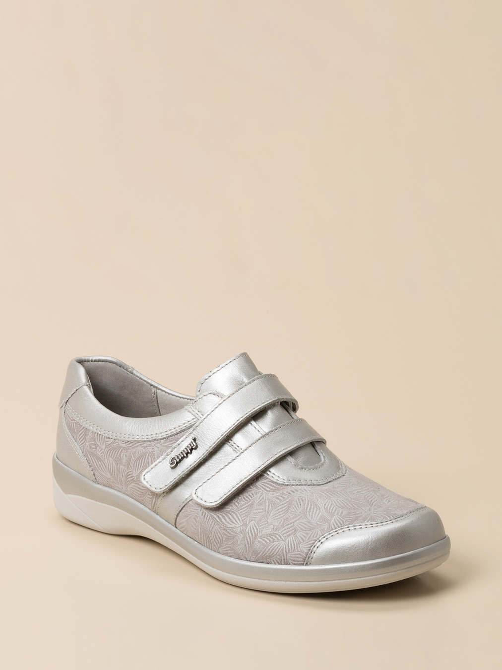 Stuppy – Klettslipper aus Stretch mit Metallic-Finish