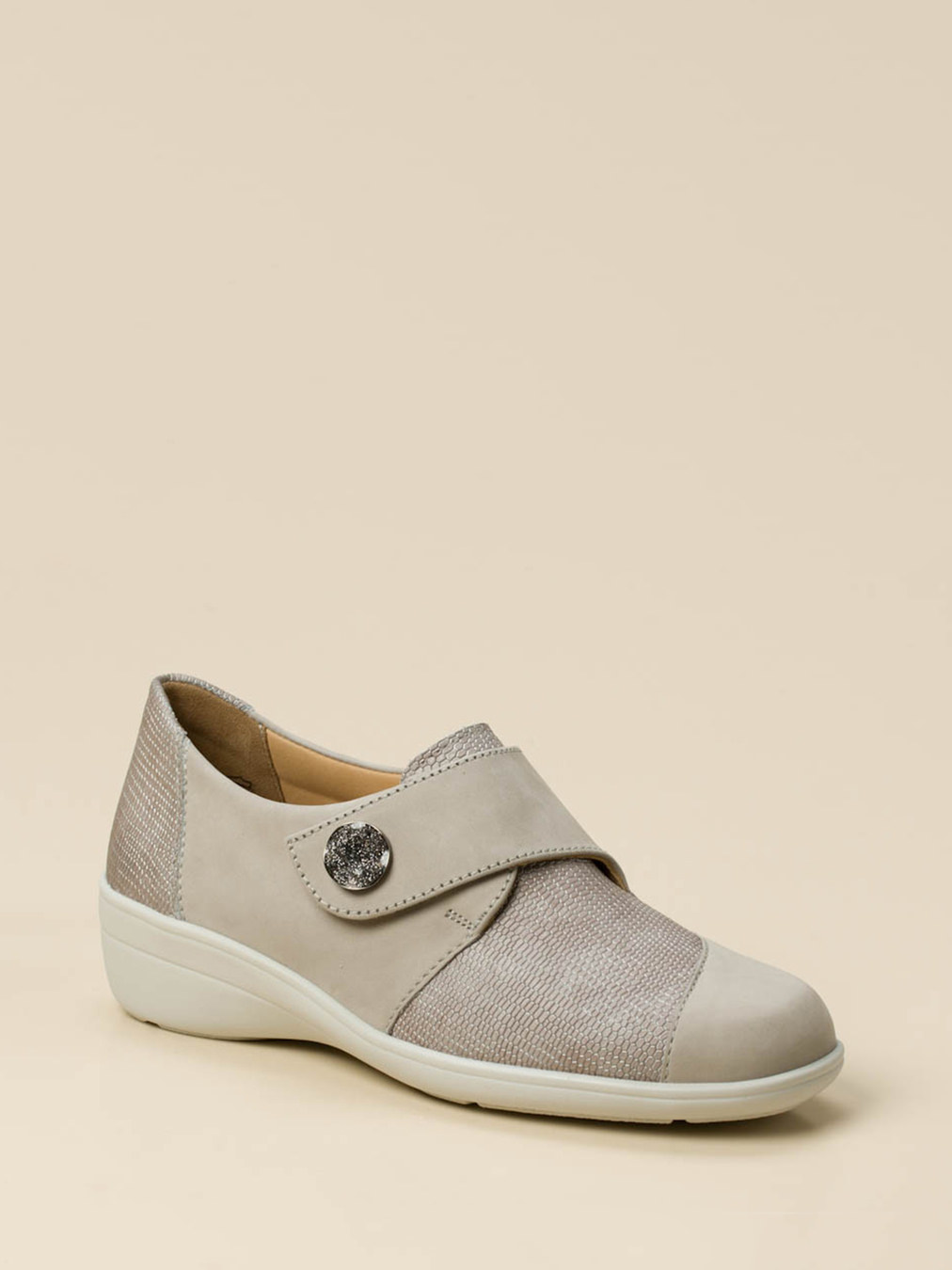 Solidus – Komfortschuh aus Nubukleder Hellgrau-Beige